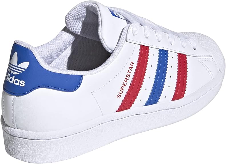 adidas Superstar Mens Classic Trainers in White Blue Red