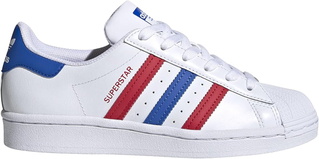 adidas Superstar Mens Classic Trainers in White Blue Red