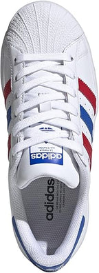 adidas Superstar Mens Classic Trainers in White Blue Red