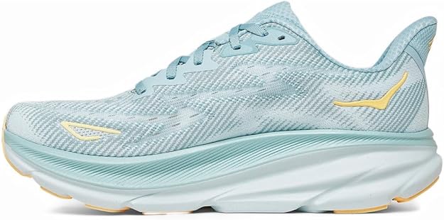 HOKA Clifton 9 Running Shoes – Light Blue / Yellow