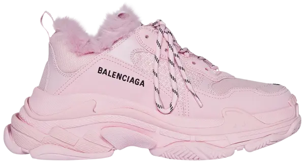 Balenciaga Wmns Triple S Fake Fur Pink | Luxury Designer Trainers UK