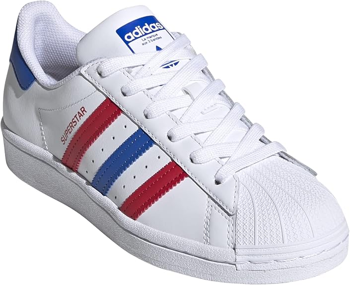 adidas Superstar Mens Classic Trainers in White Blue Red