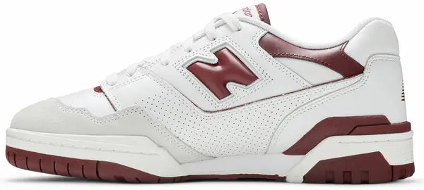 New Balance 550 ‘Burgundy’ Trainers – White & Burgundy Leather Retro Sneakers