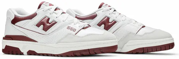New Balance 550 ‘Burgundy’ Trainers – White & Burgundy Leather Retro Sneakers