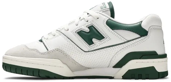 New Balance 550 ‘White Green’ Trainers – Leather Basketball Sneakers with Green Accents