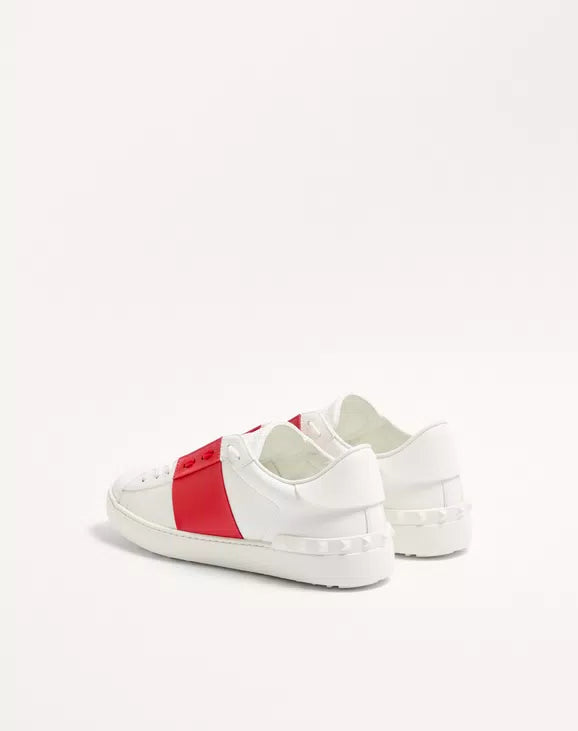 Valentino Calfskin Open Sneakers ‘White Red’ – Luxury Designer Trainers