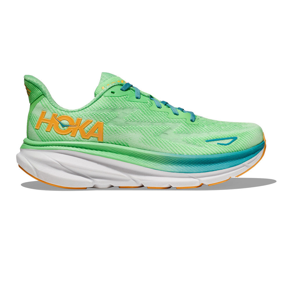 HOKA Clifton 9 Wide Running Shoes – Zest / Lime Glow