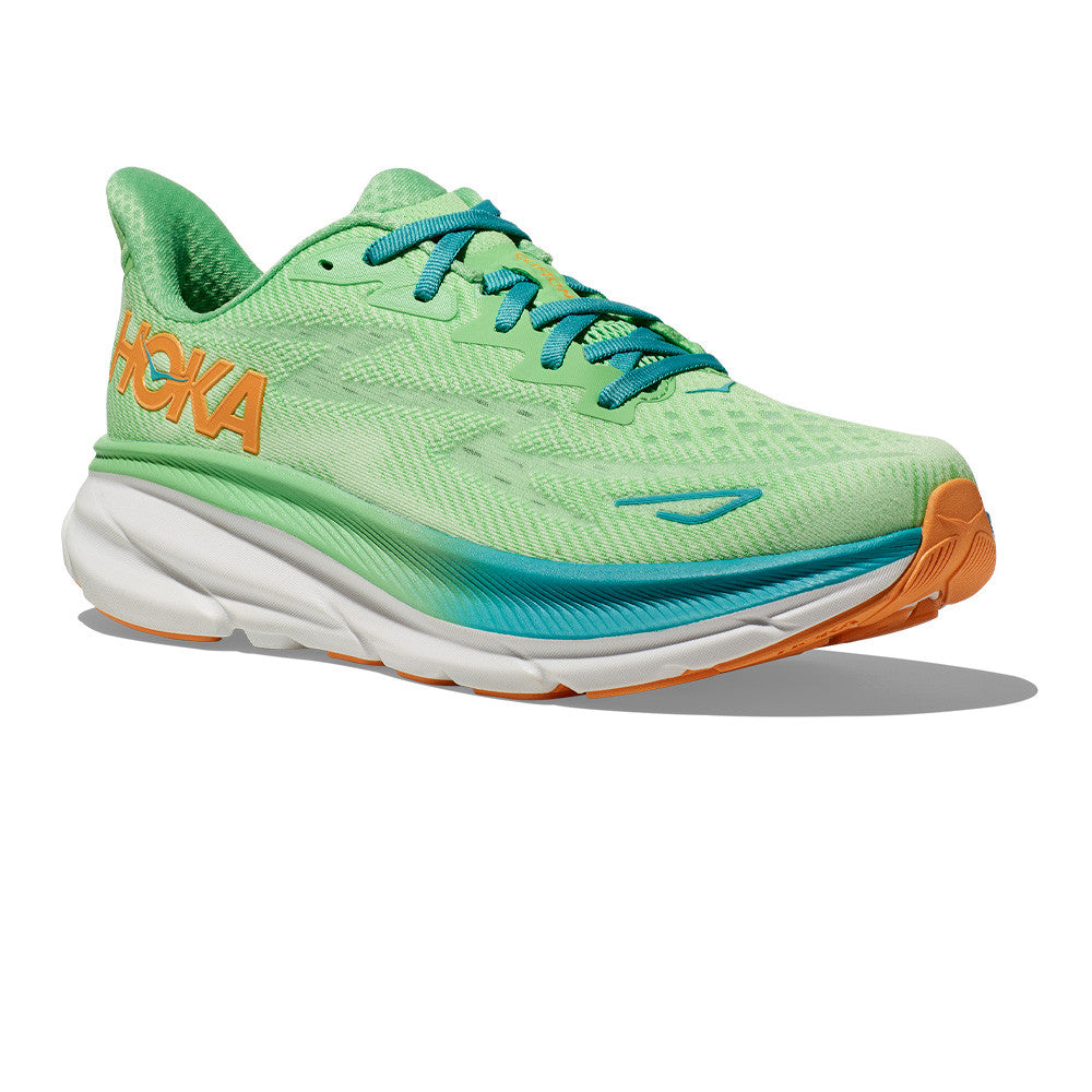 HOKA Clifton 9 Wide Running Shoes – Zest / Lime Glow