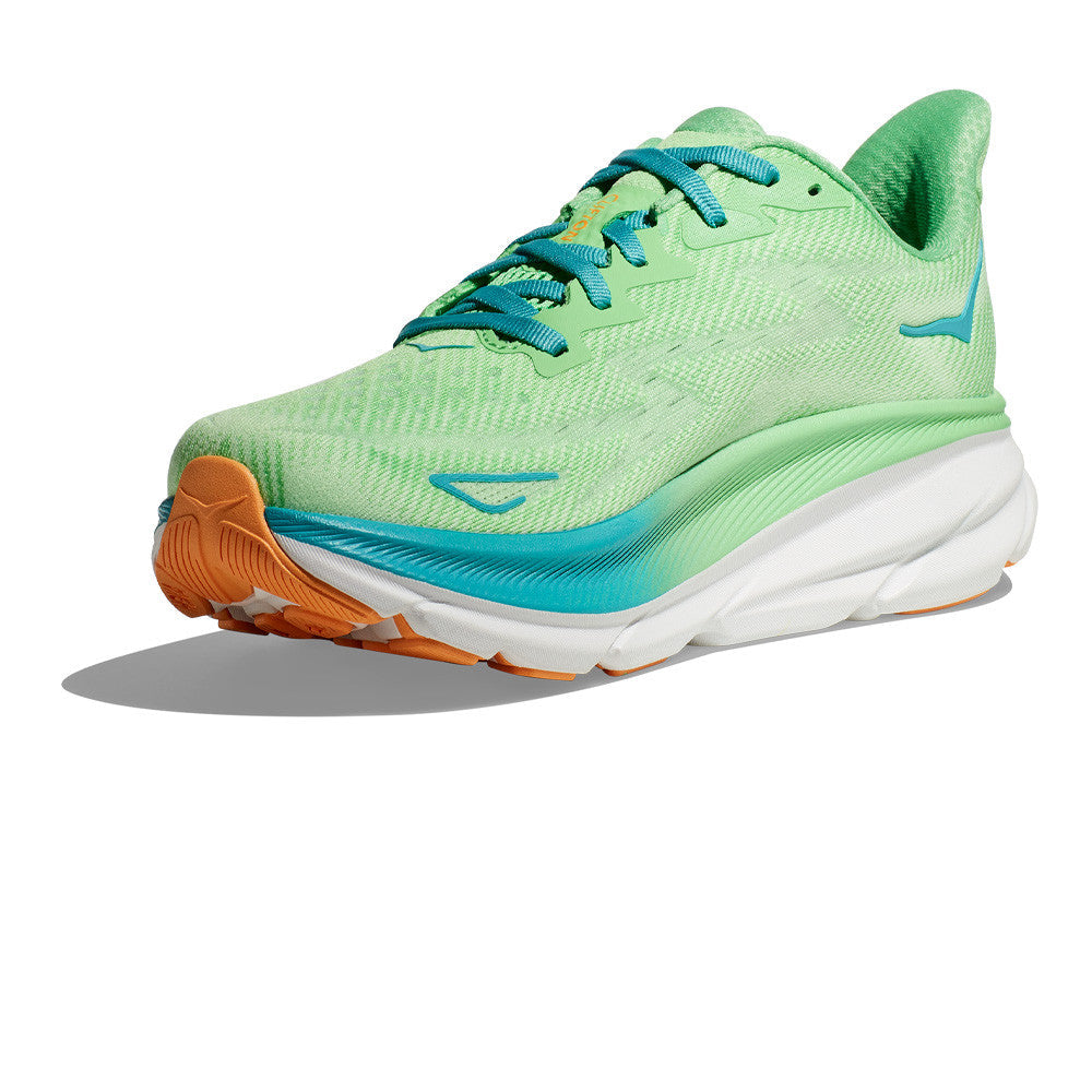 HOKA Clifton 9 Wide Running Shoes – Zest / Lime Glow