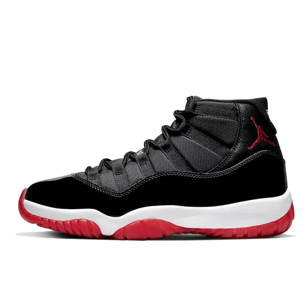 Air Jordan 11 Bred – Iconic Black and Red Leather Design