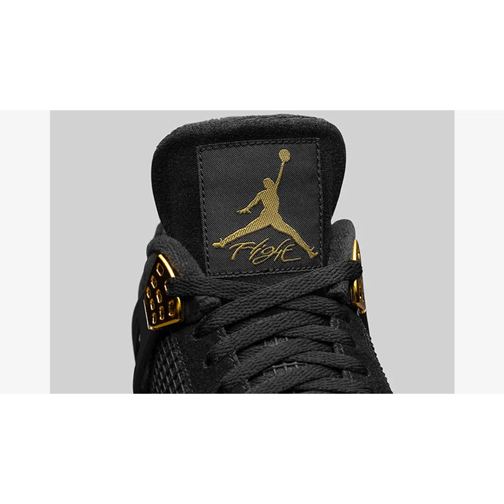 Air Jordan 4 Royalty – Premium Black Leather with Gold Accents