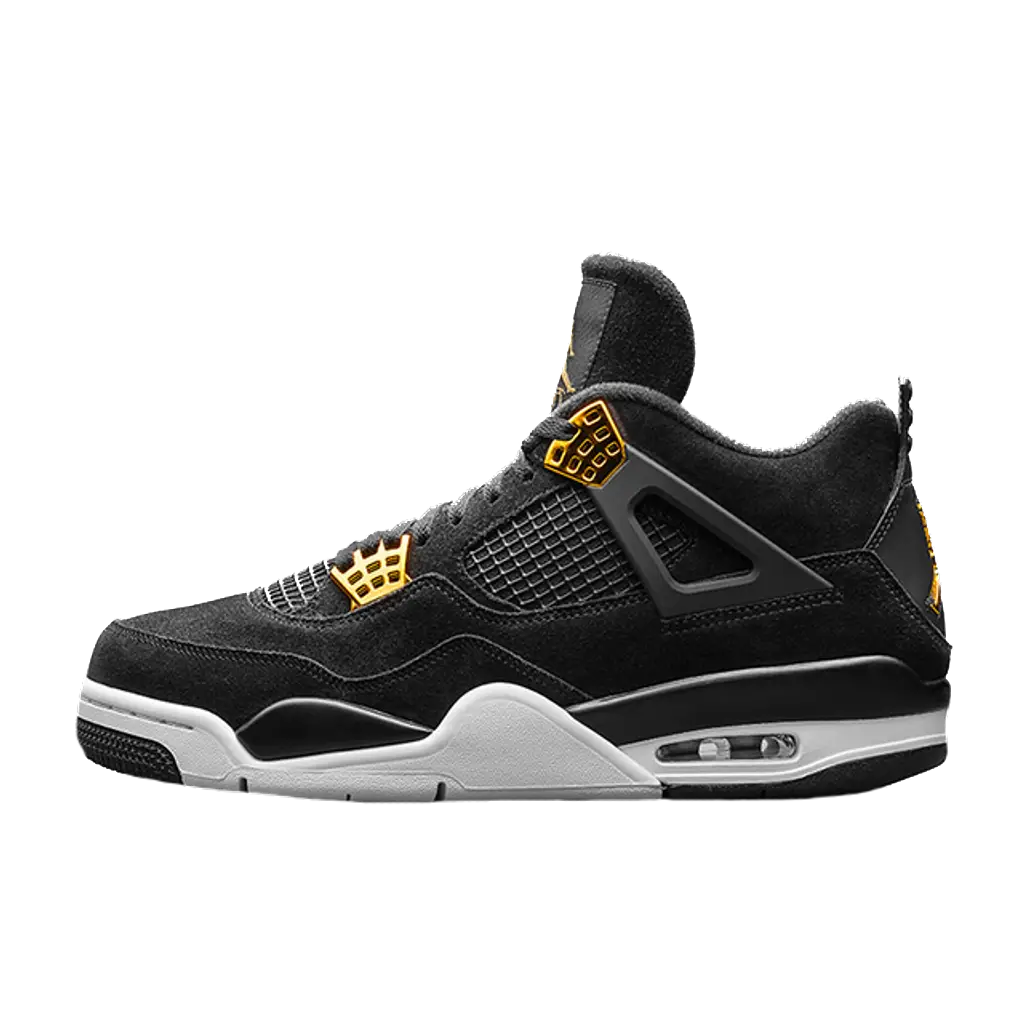 Air Jordan 4 Royalty – Premium Black Leather with Gold Accents