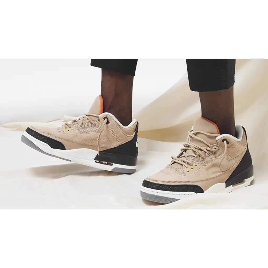 Timberlake x Air Jordan 3 Bio Beige featuring premium suede, earthy tones, and iconic design details. A standout collaborative release.