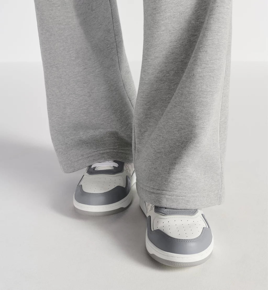 Dior B27 Uptown Low-Top Sneakers – Grey Calfskin & White Dior Oblique Galaxy Leather