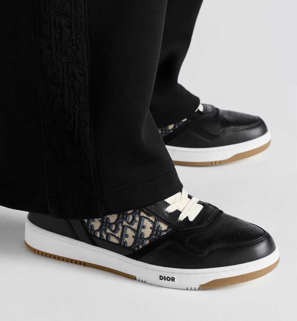 Dior B27 Uptown Low-Top Sneakers – Black Calfskin & Dior Oblique Jacquard