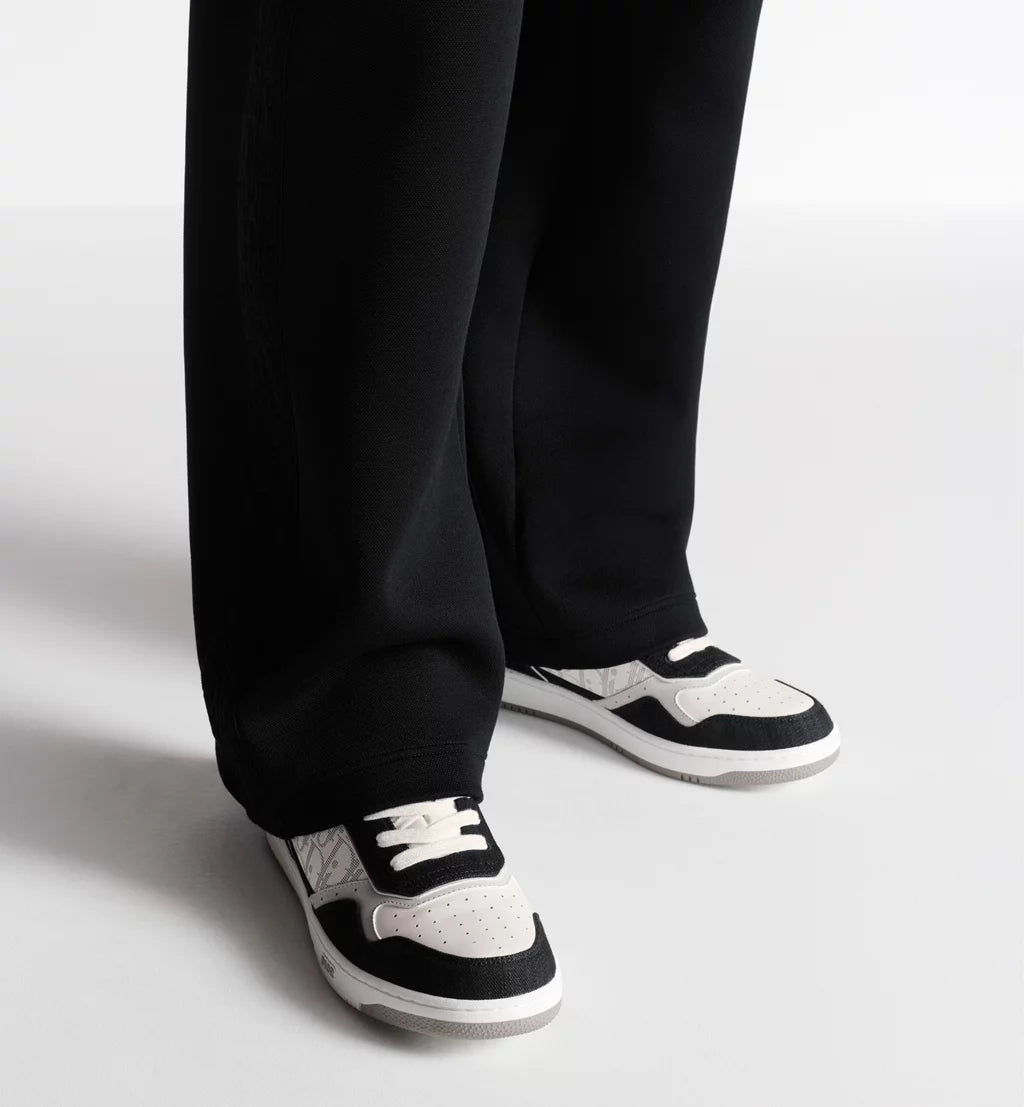 Dior B27 Uptown Low-Top Sneakers – White Calfskin, Black Denim & Dior Oblique Galaxy Leather