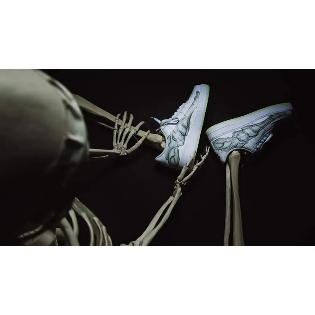 Shop the Nike Air Force 1 ’07 Skeleton QS featuring premium black leather, skeleton-inspired design, and classic Air Force 1 low-top silhouette.
