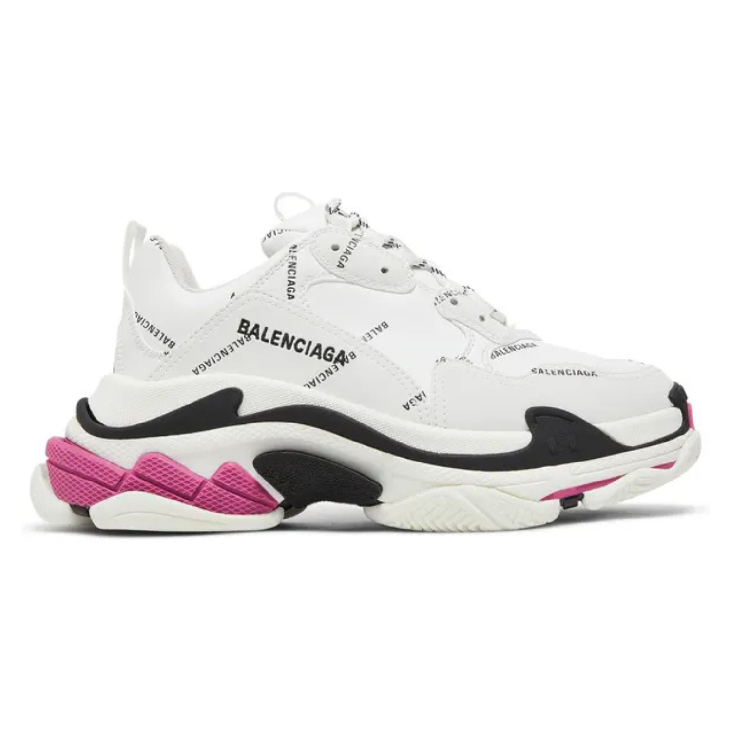 Balenciaga Wmns Triple S Sneaker Allover Logo White Pink | Designer Trainers