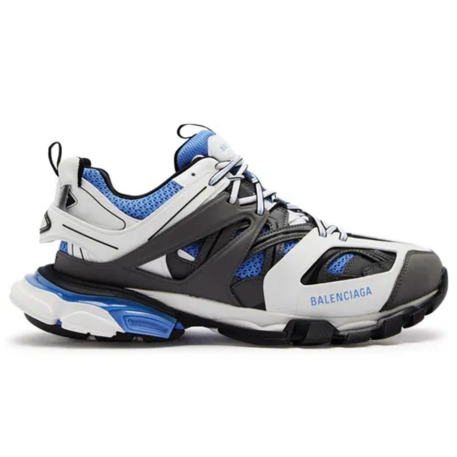 Balenciaga Track Panelled Mesh Sneakers Blue | Luxury Designer Trainers UK