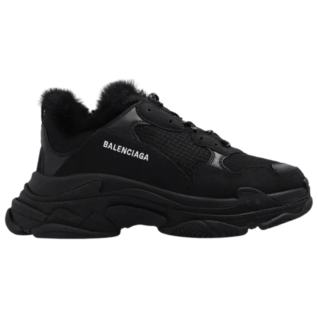 Balenciaga Triple S Sneaker 'Faux Fur - Black' | Luxury Designer Trainers UK