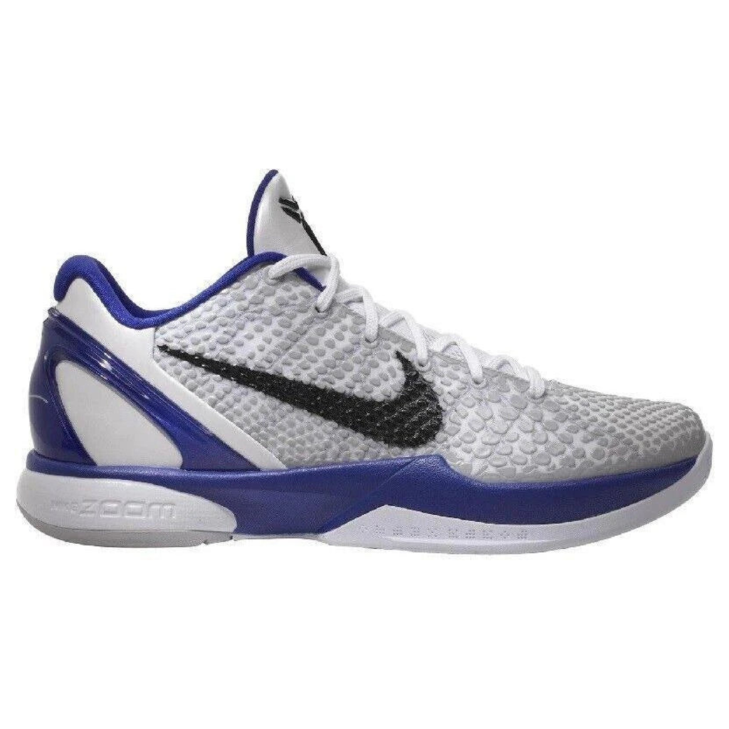 Nike Zoom Kobe 6 Concord Trainers – White Blue Snakeskin Basketball Sneakers