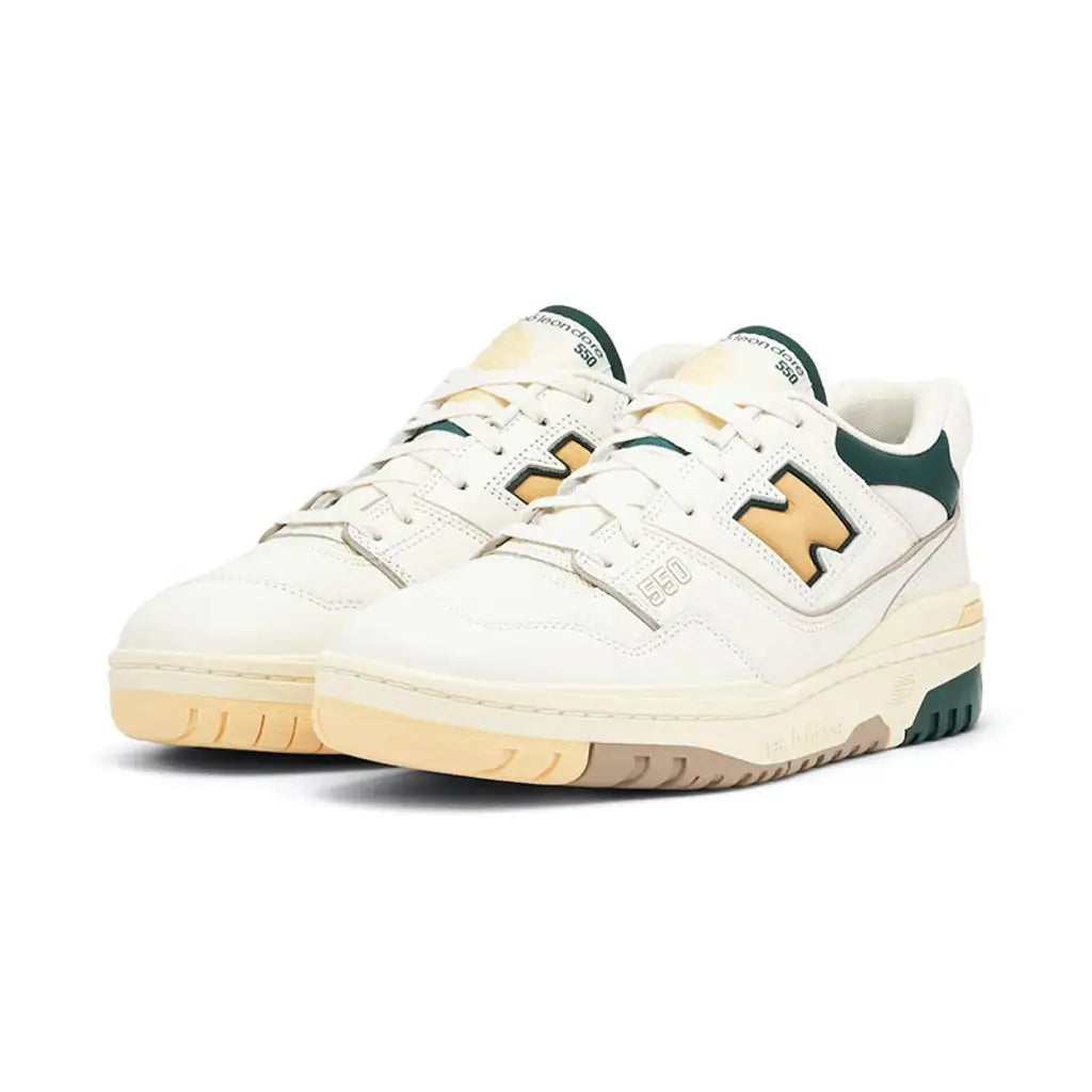 Aimé Leon Dore x New Balance 550 ‘Natural Green’ Trainers – Premium Leather Retro Sneakers (BB550A2)