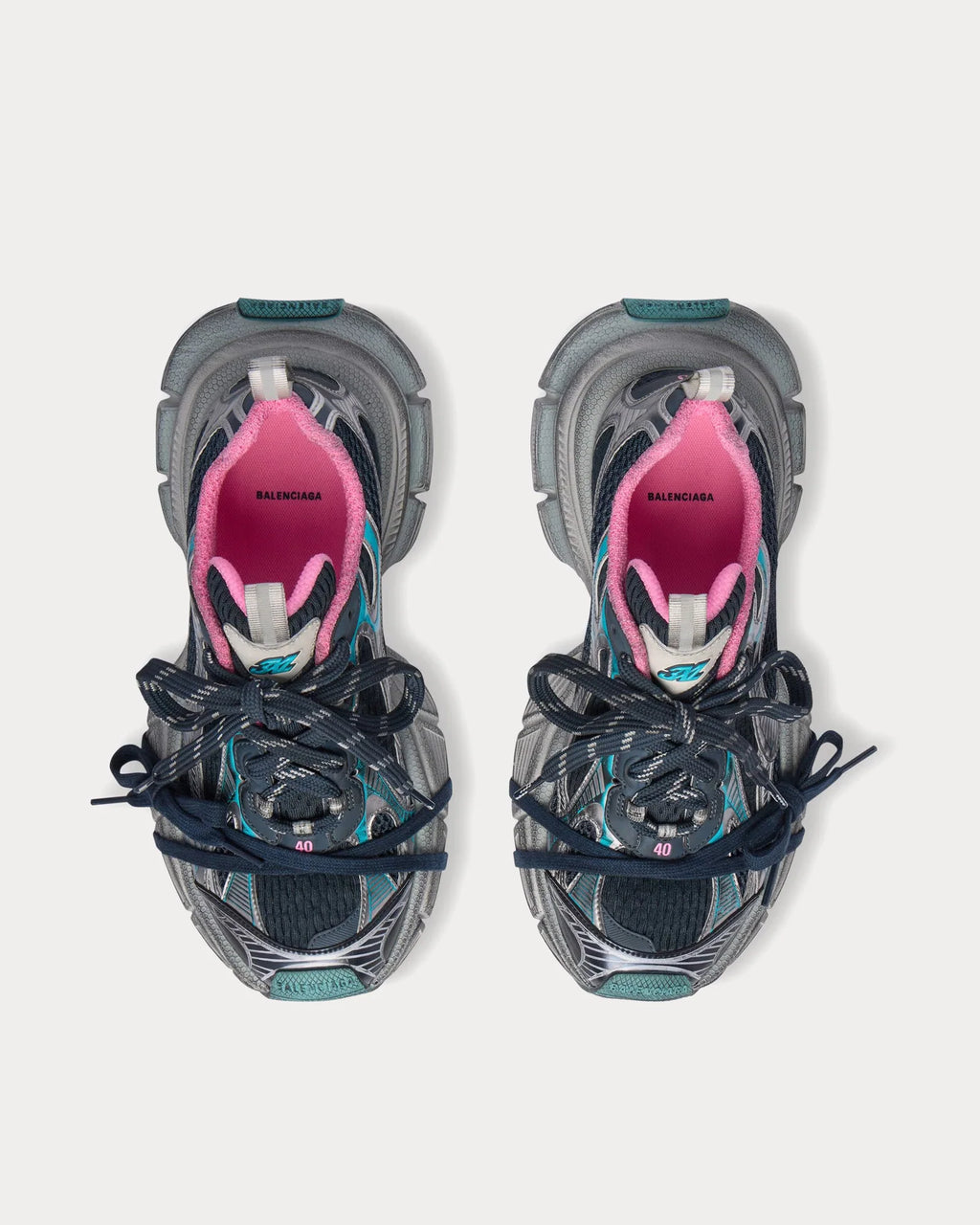 Balenciaga 3XL Mesh & Polyurethane Grey Blue Pink Sneakers | Luxury Trainers UK