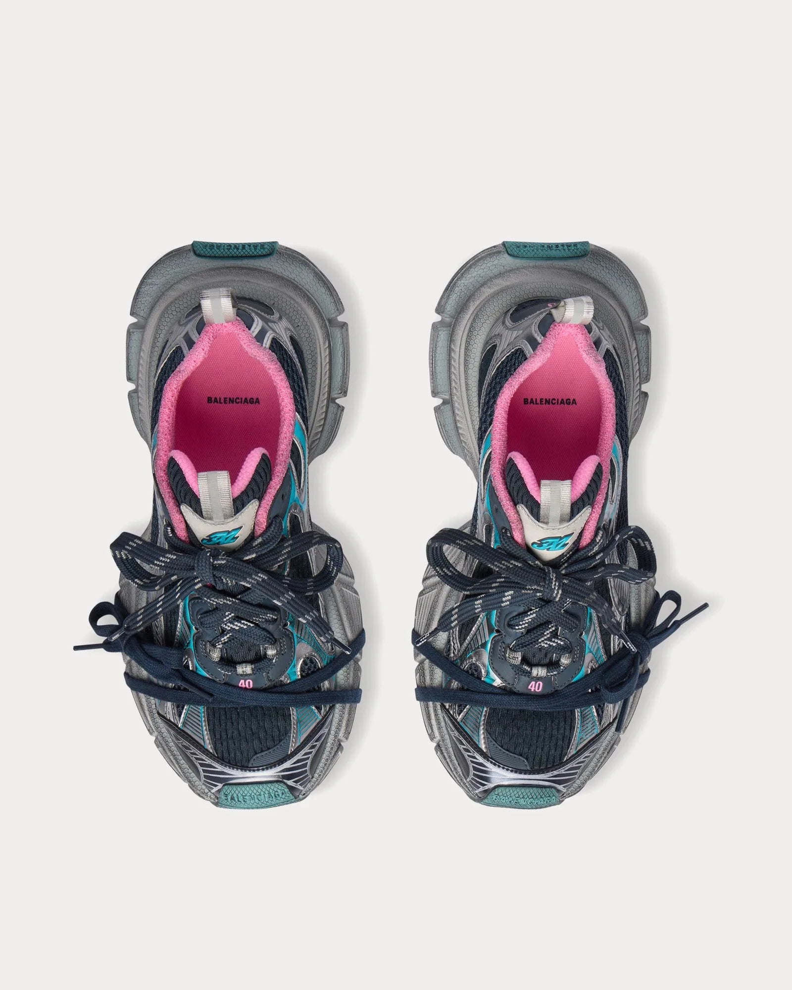 Balenciaga 3XL Mesh & Polyurethane Grey Blue Pink Sneakers | Luxury Trainers UK
