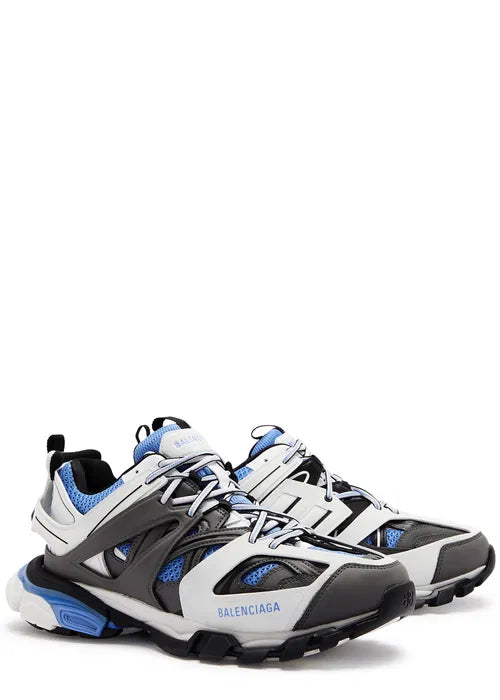 Balenciaga Track Panelled Mesh Sneakers Blue | Luxury Designer Trainers UK