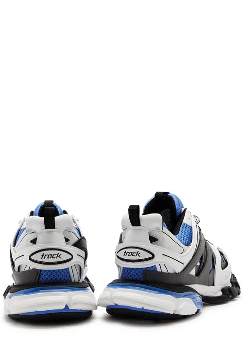 Balenciaga Track Panelled Mesh Sneakers Blue | Luxury Designer Trainers UK