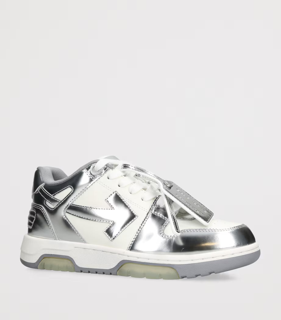Off-White Leather Out of Office ‘Reflective Silver’ Sneakers – Luxury Streetwear Trainers