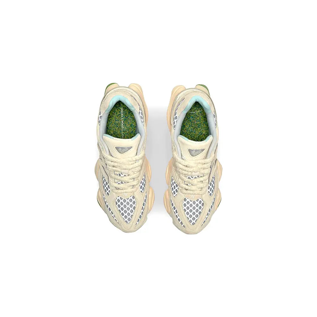 Bricks & Wood x New Balance 9060 ‘Cream Green’ Trainers – Premium Suede Mesh Sneakers with ABZORB Cushioning (U9060BW1)