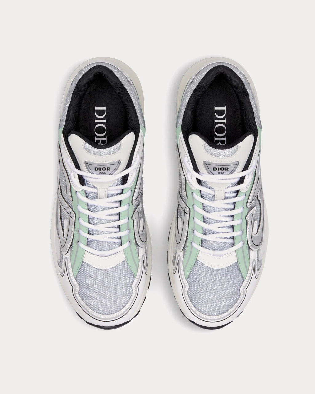 Dior B30 Mesh & Technical Fabric Grey/Light Green Low-Top Sneakers