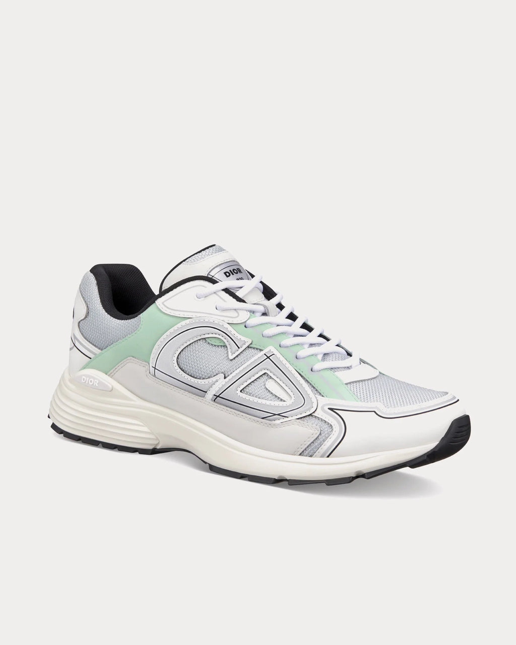 Dior B30 Mesh & Technical Fabric Grey/Light Green Low-Top Sneakers