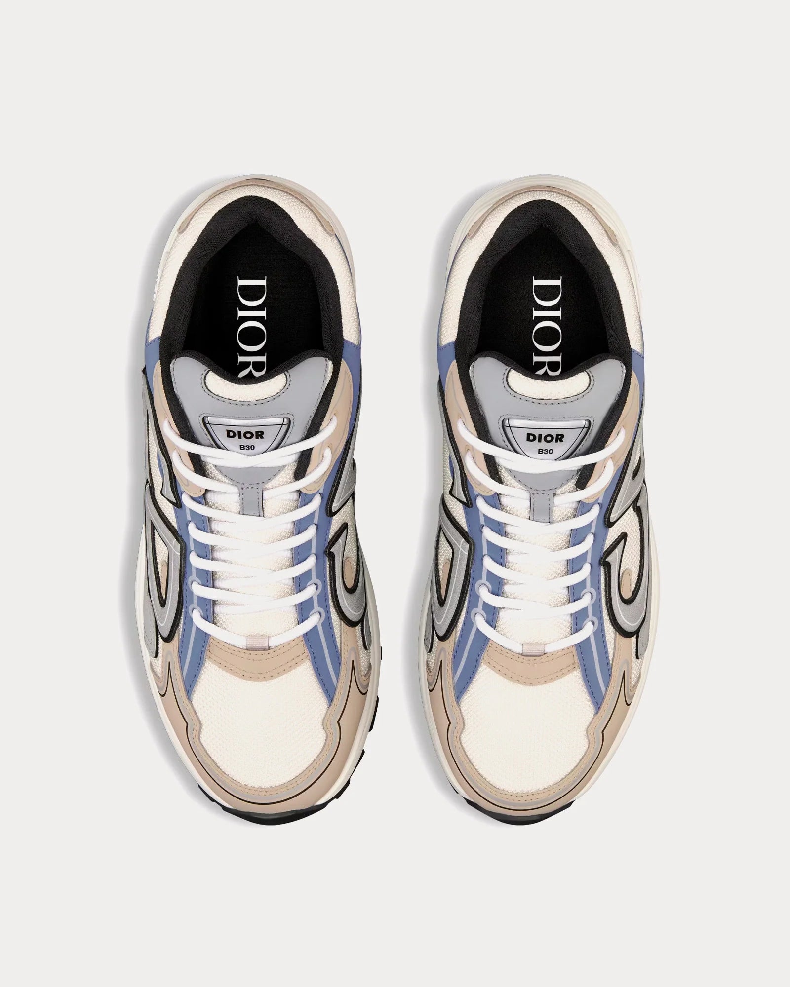 Dior B30 Cream Mesh & Beige, Blue and Grey Technical Fabric Sneakers