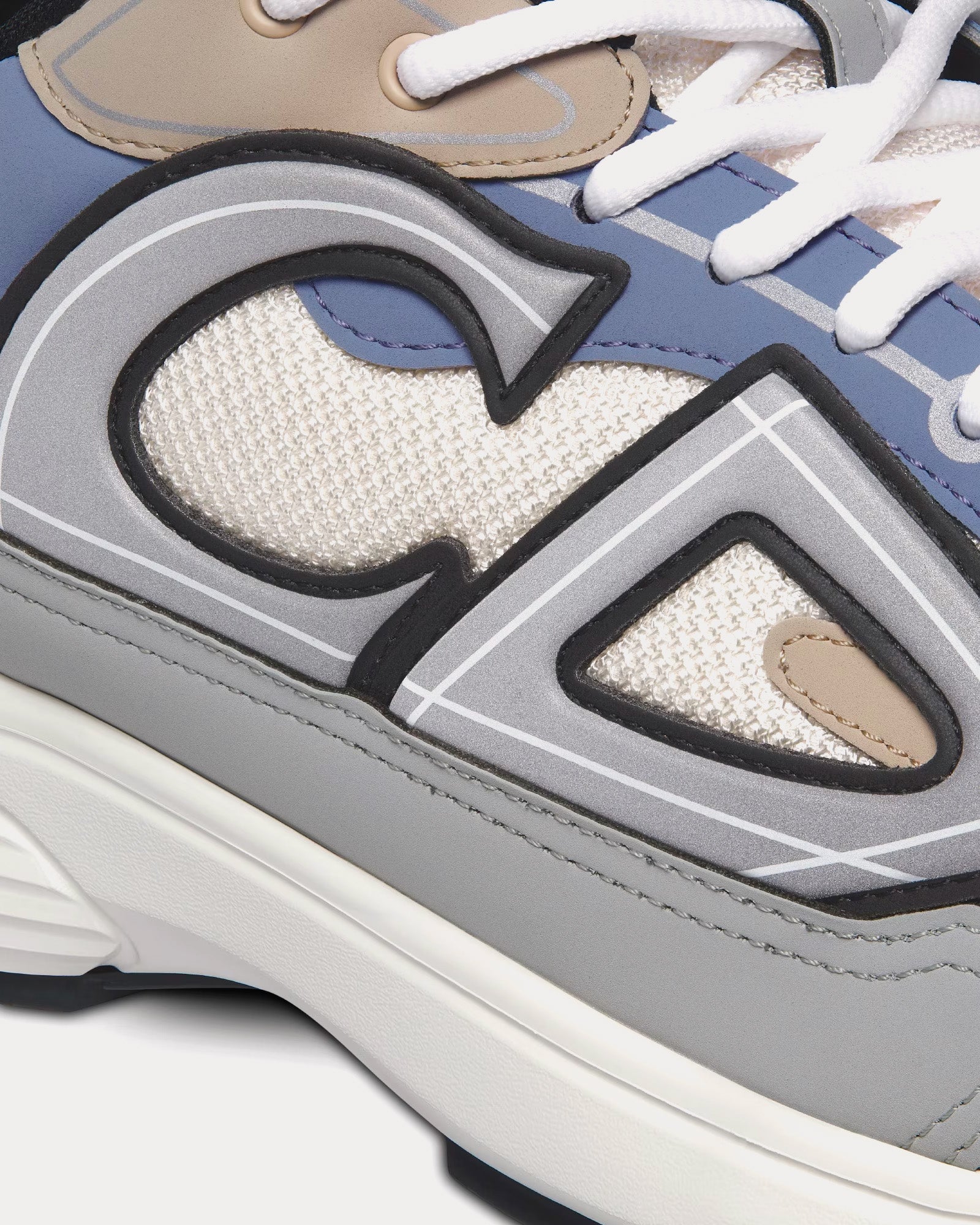 Dior B30 Cream Mesh & Beige, Blue and Grey Technical Fabric Sneakers