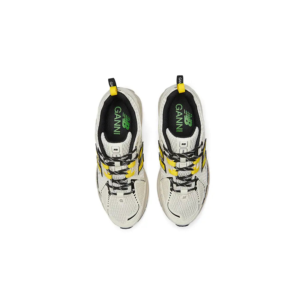 GANNI x New Balance 1906R ‘White Yellow’ Trainers – Mesh Running Sneakers with ABZORB Cushioning (M1906RGG)