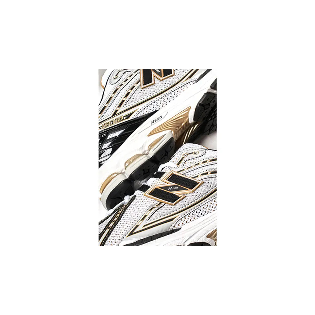 New Balance 1906R ‘White Black Gold’ Trainers – Mesh Running Sneakers with ABZORB & N-ergy Cushioning