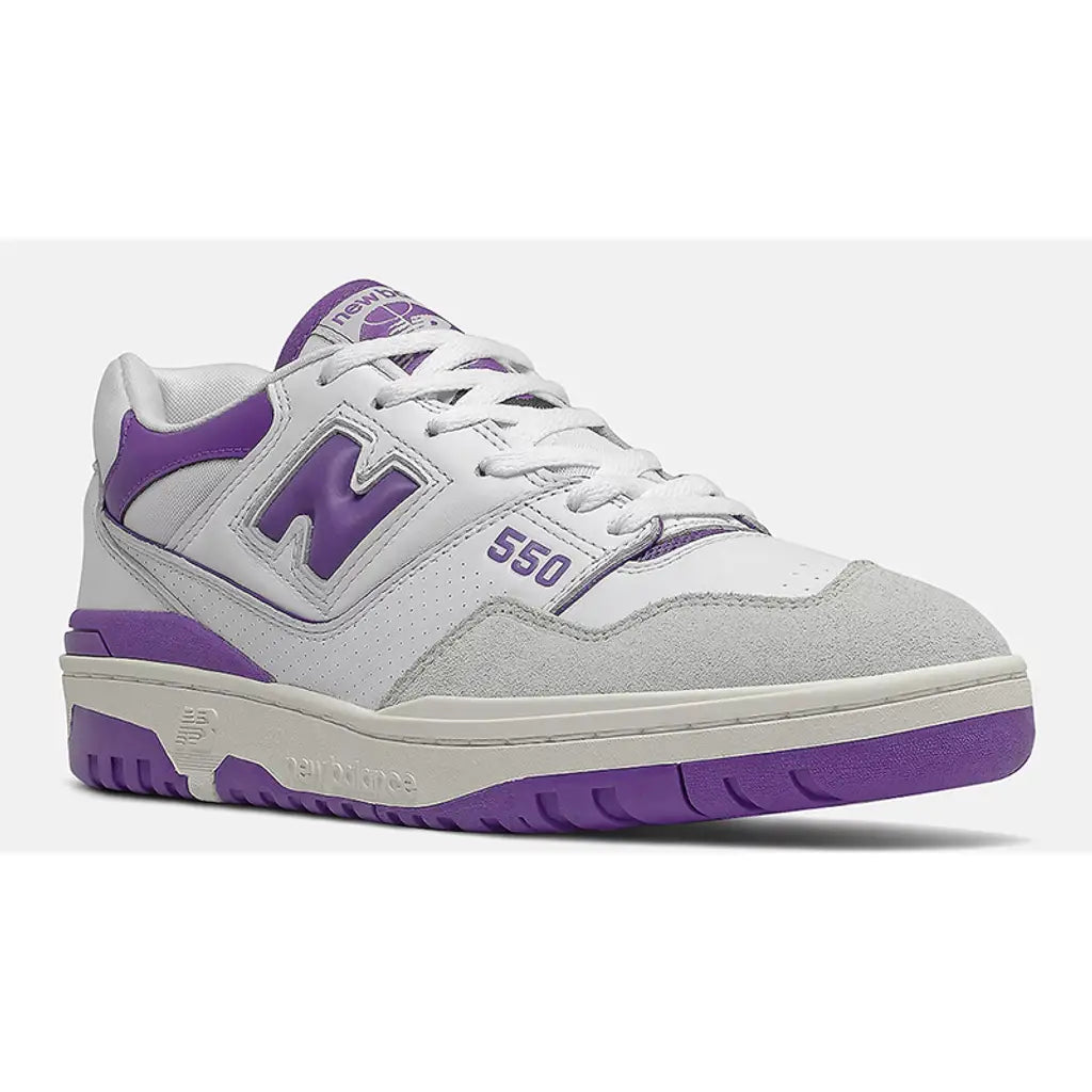 New Balance 550 ‘White Light Purple’ Trainers – Leather Retro Sneakers