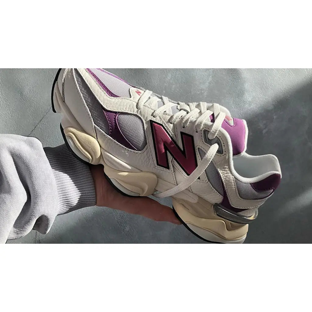 New Balance 9060 ‘Magenta’ Trainers – Chunky Mesh & Suede Sneakers with ABZORB & SBS Cushioning