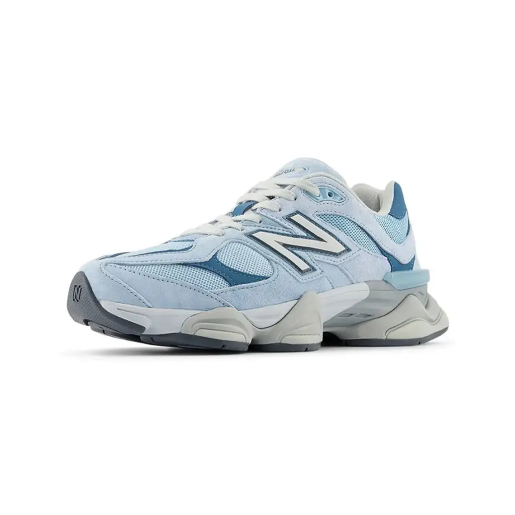 New Balance 9060 ‘Chrome Blue’ Trainers – Chunky Mesh & Suede Sneakers with ABZORB & SBS Cushioning