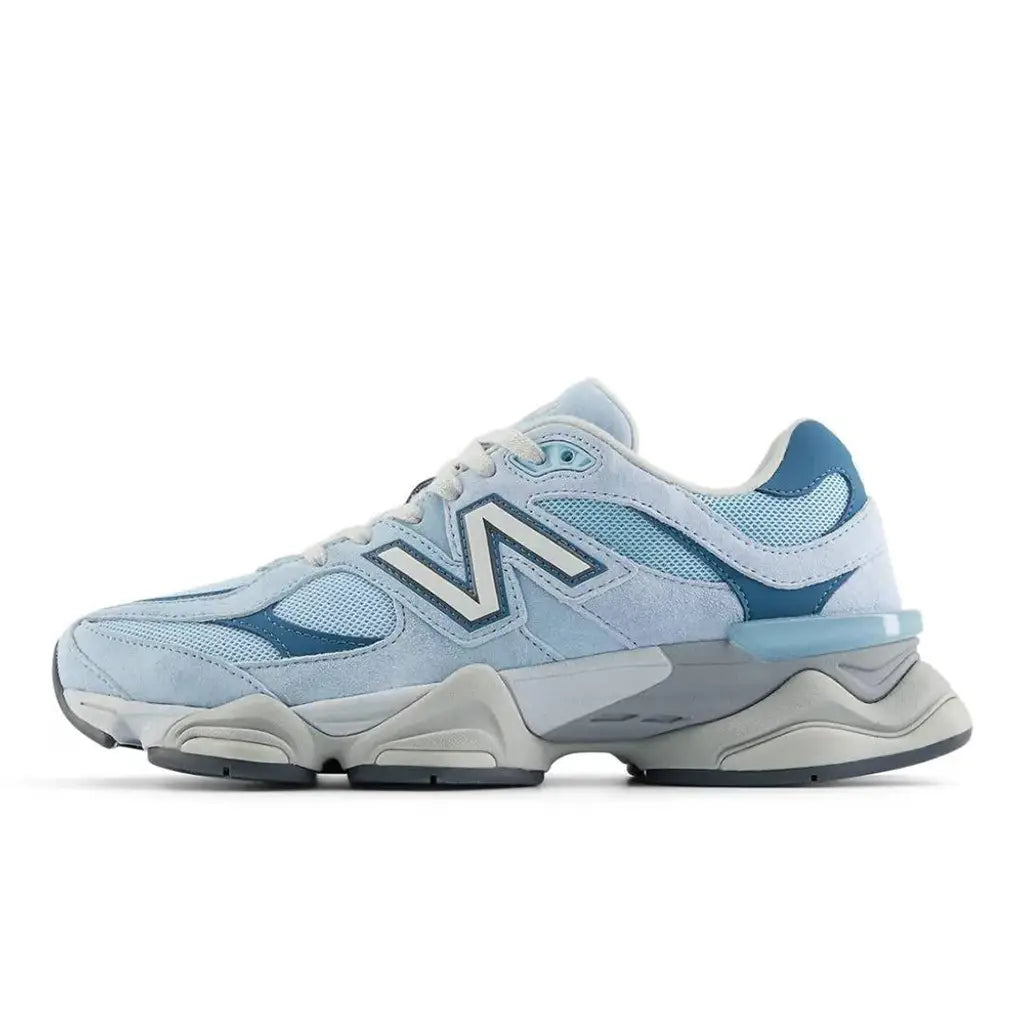 New Balance 9060 ‘Chrome Blue’ Trainers – Chunky Mesh & Suede Sneakers with ABZORB & SBS Cushioning