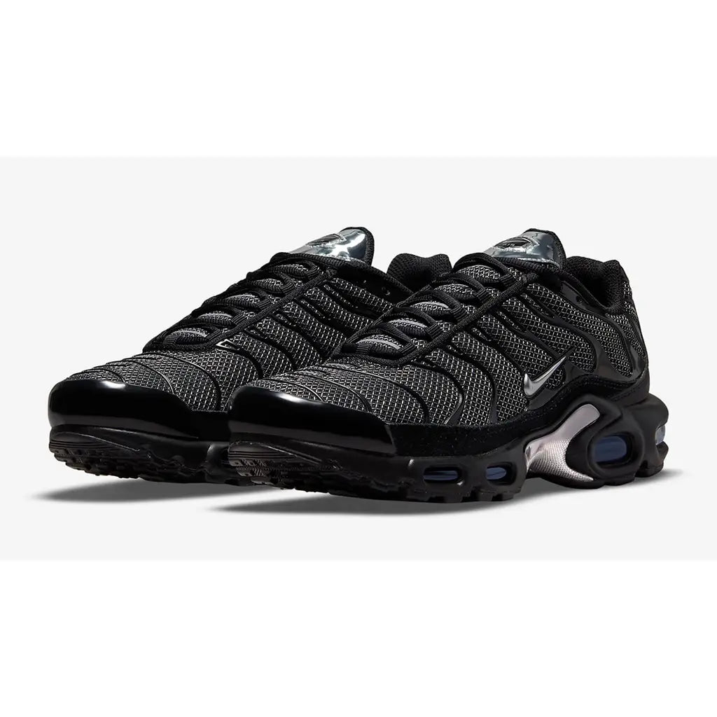 Nike TN Air Max Plus Black Metallic Silver Trainers – Tuned Air Cushion Sneakers