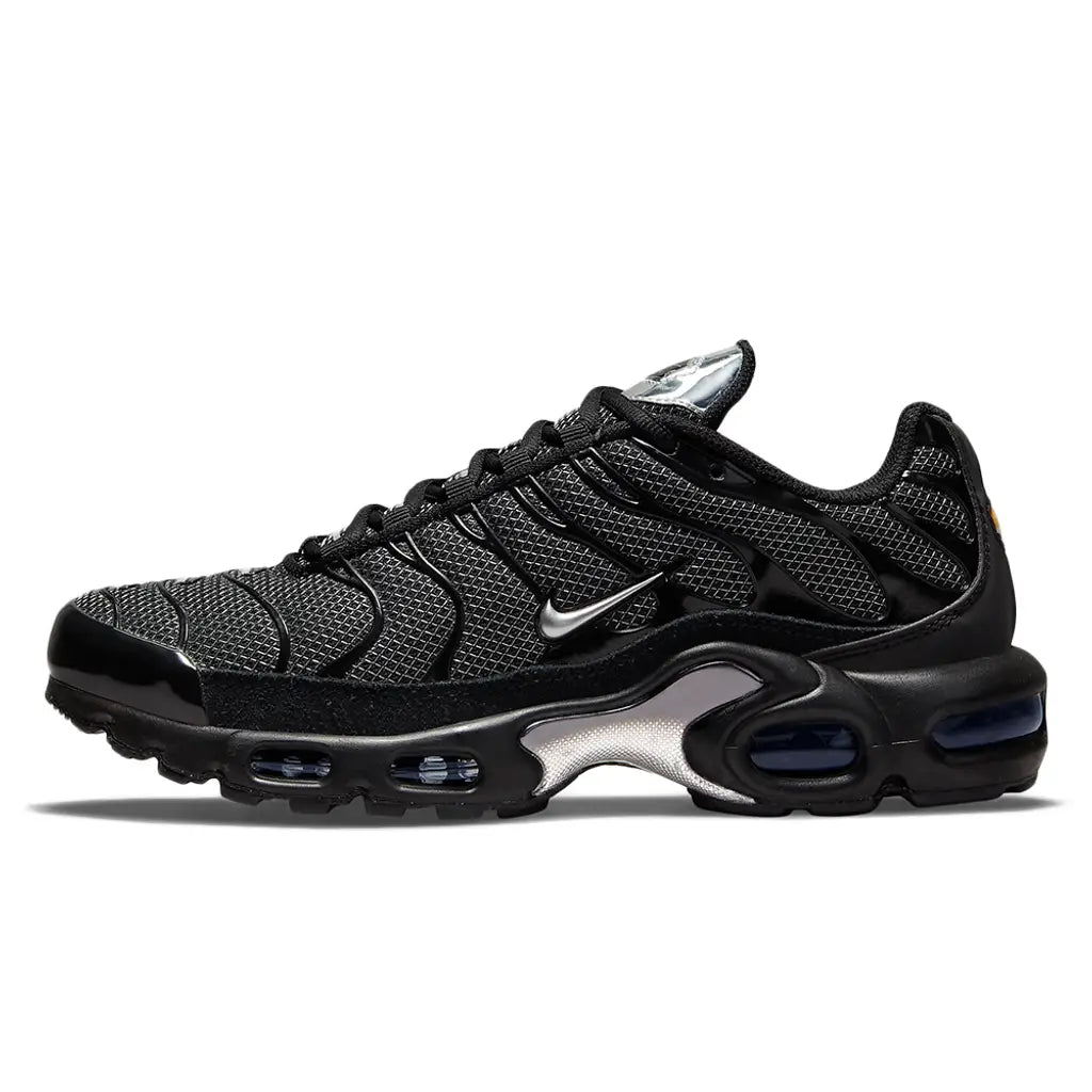 Nike TN Air Max Plus Black Metallic Silver Trainers – Tuned Air Cushion Sneakers