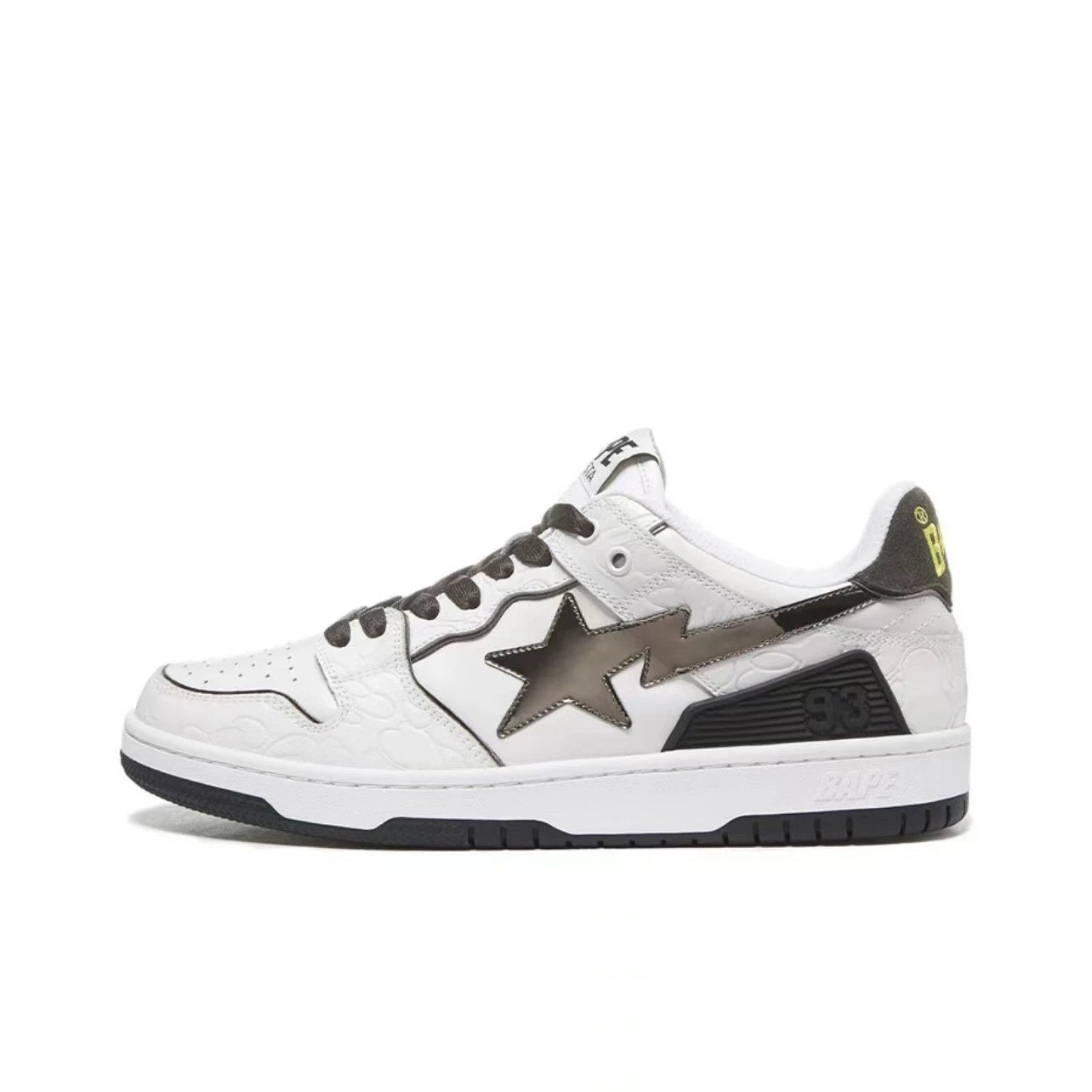 BAPE Sk8 Sta ‘White Metallic Silver’ Sneakers – Streetwear Skate Trainers