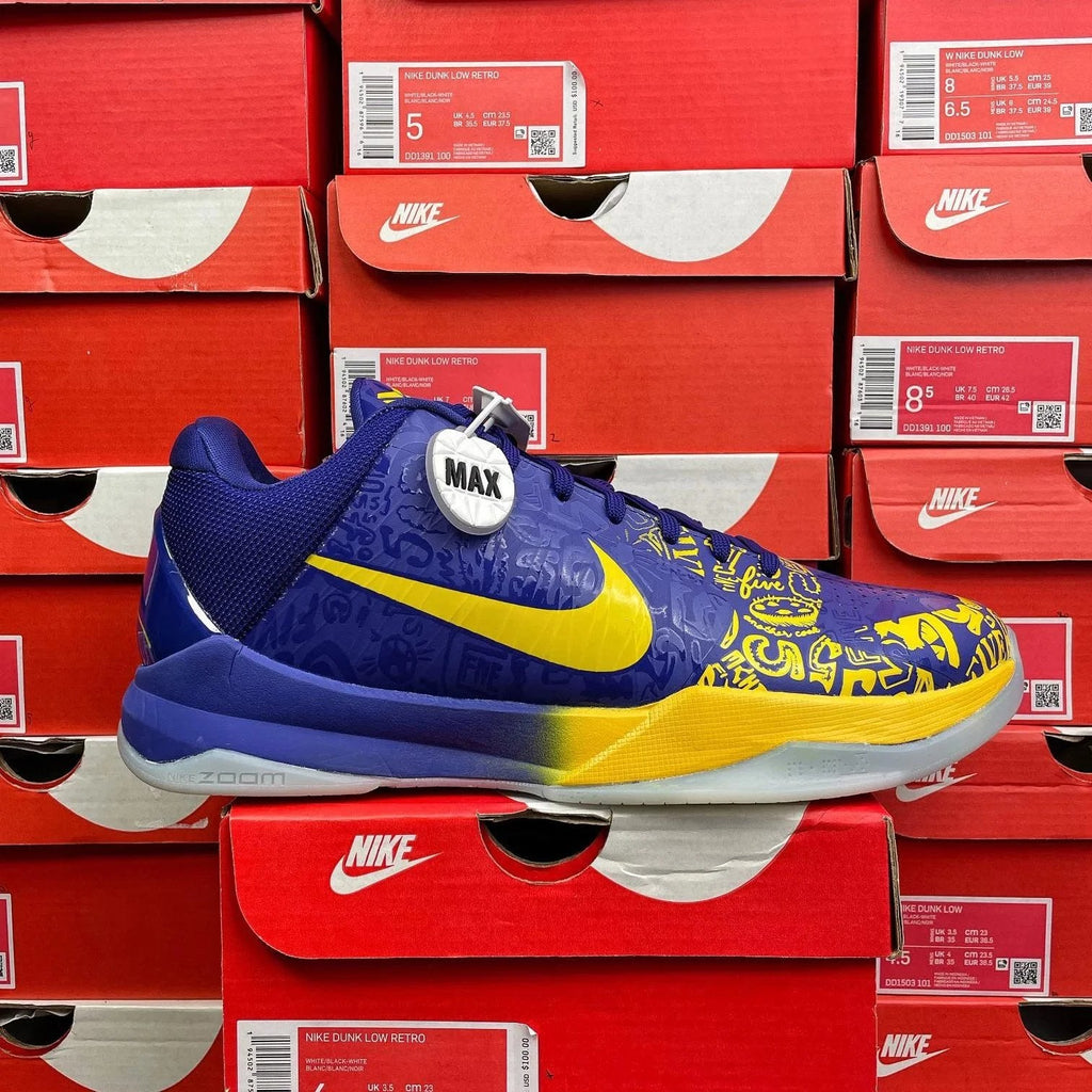 Nike Kobe 5 Protro 5 Rings Blue Yellow Trainers – Championship-Inspired Basketball Sneakers