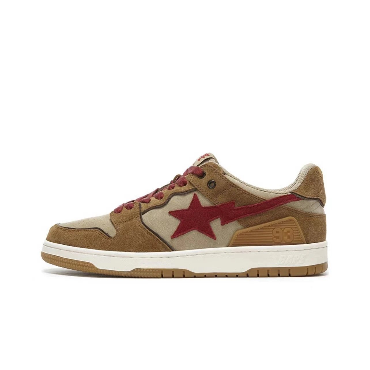 BAPE Sk8 Sta Low ‘Wheat Red’ Sneakers – Streetwear Skate Low-Tops