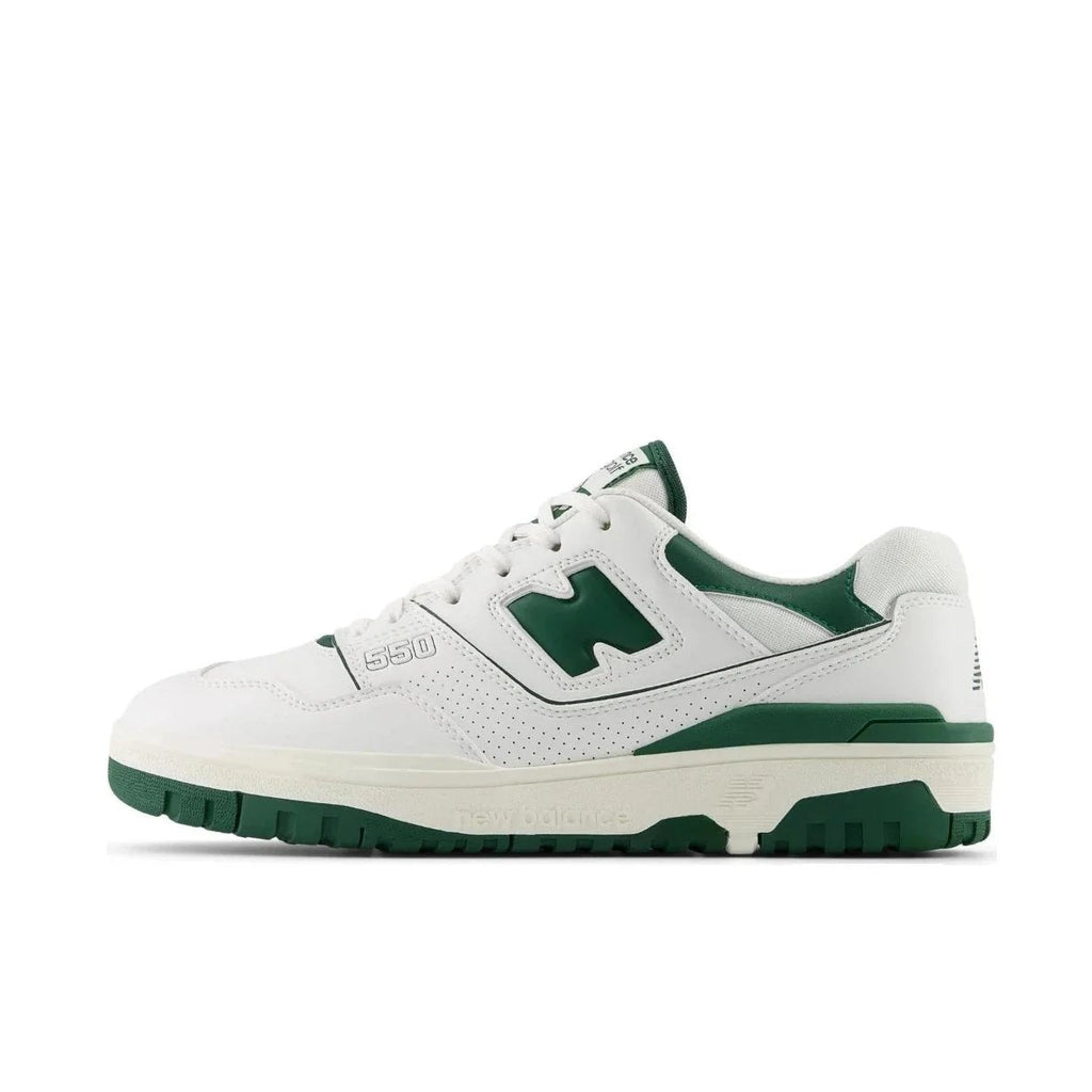 New Balance 550 ‘White Green’ Trainers – Leather Basketball Sneakers with Green Accents
