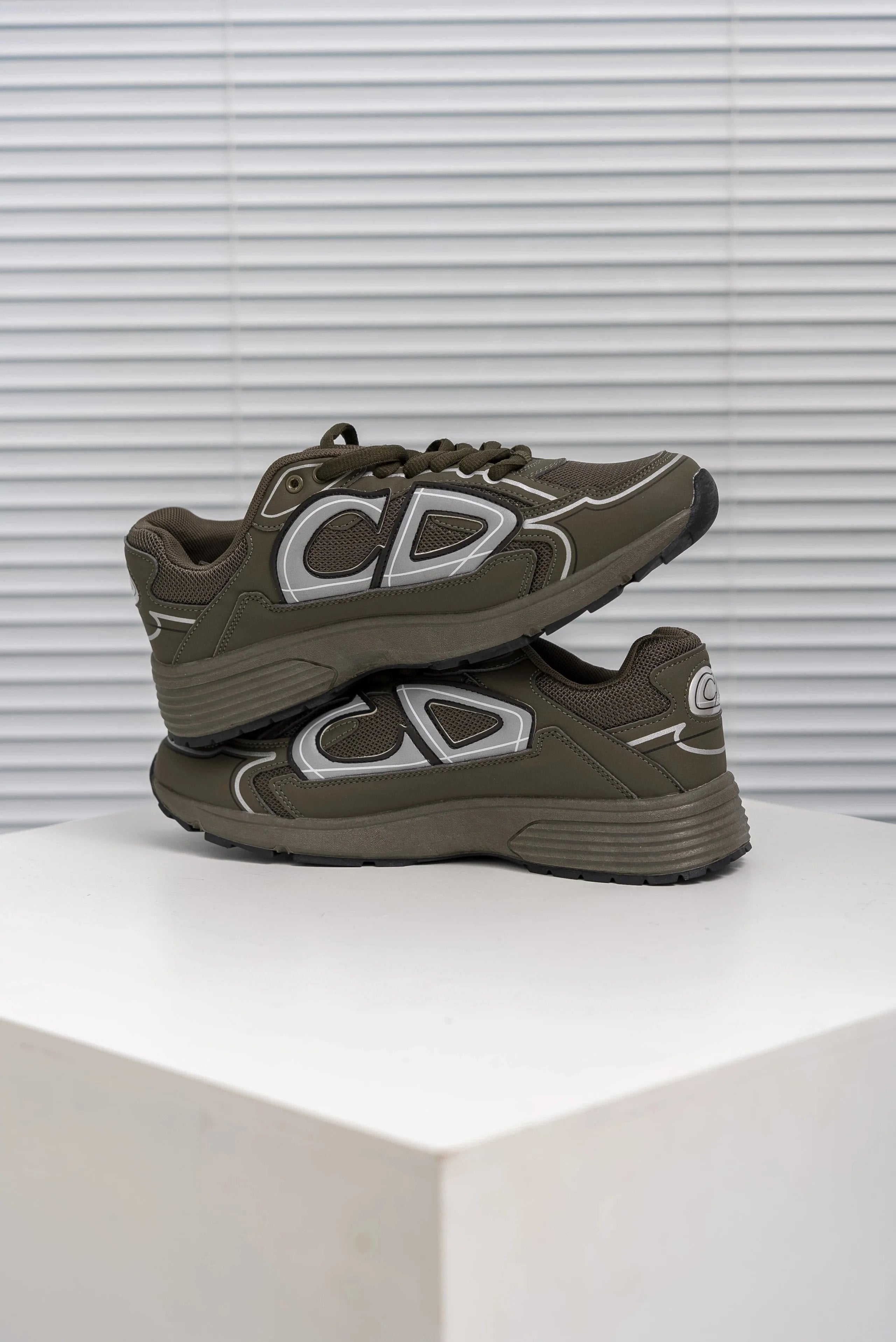 Dior B30 ‘Reflective CD30 – Olive’ Sneakers – Luxury Performance Trainers