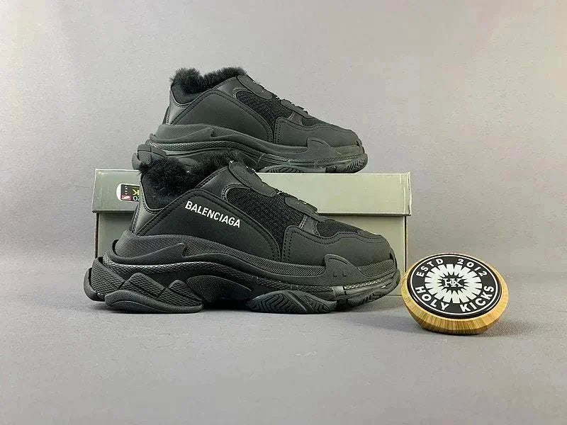 Balenciaga Triple S Sneaker 'Faux Fur - Black' | Luxury Designer Trainers UK
